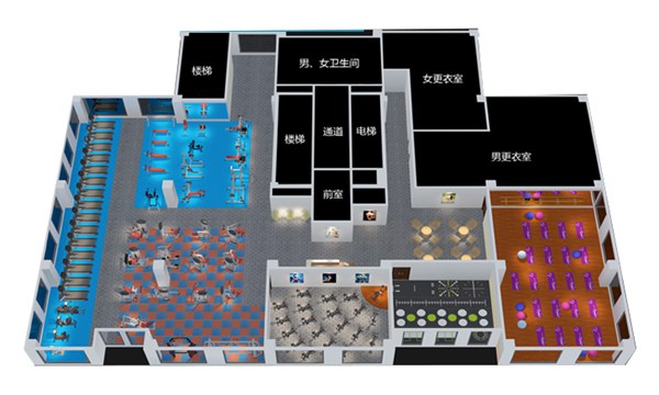 1500平方健身房配置方案-广西KY.COM-开云(中国)体育健身器材有限公司