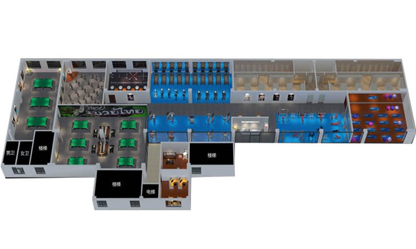 1200平方健身房配置方案-广西KY.COM-开云(中国)体育健身器材有限公司